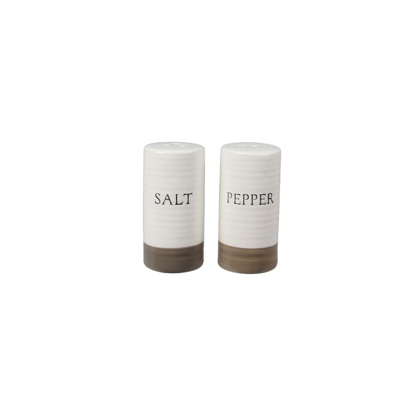 Young's Inc. Farmhouse Ceramic Salt and Pepper Shaker Set - Cute Kitchen Table Accessories and Decor, Small 3-Inch Modern White Rustic Dining Table Decor for Everyday Dining and Gift Giving - Image 1